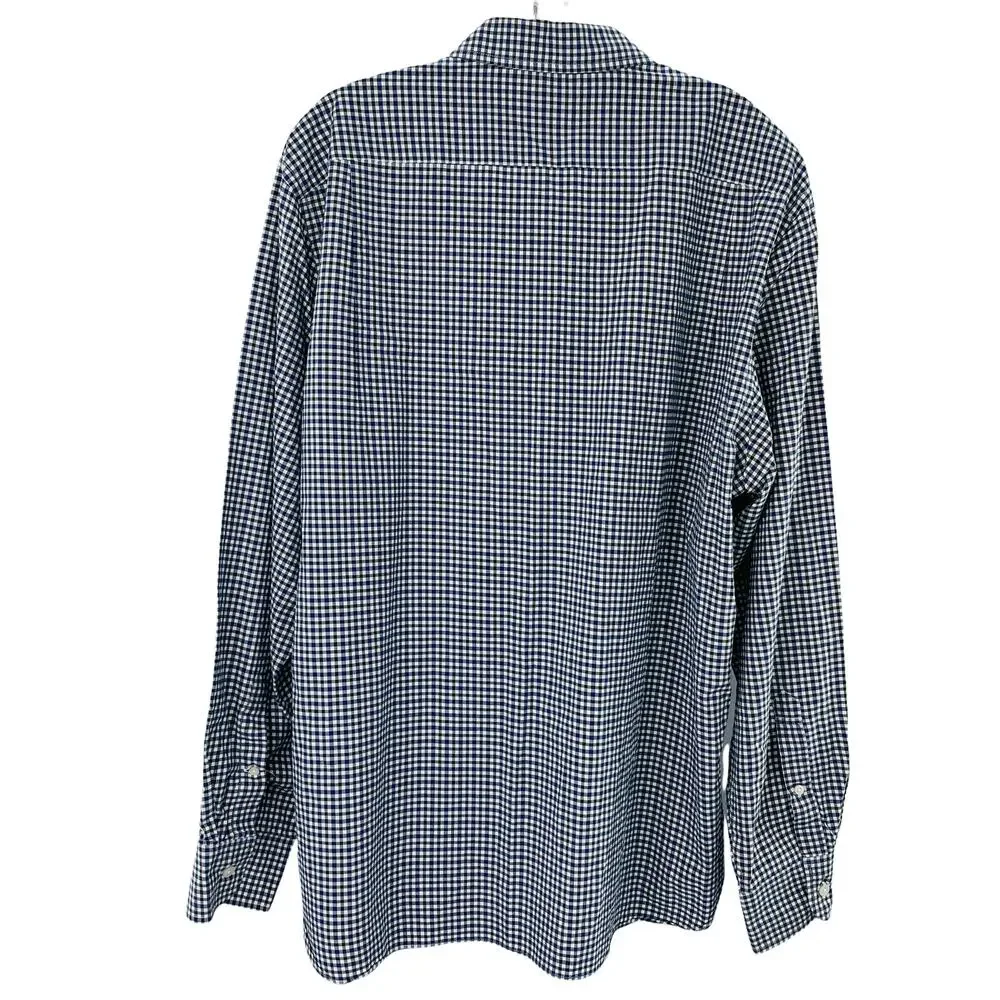 J.CREW Black Blue Check Shirt Long Sleeve Button Down Casual Men's XL 17-17 1/2